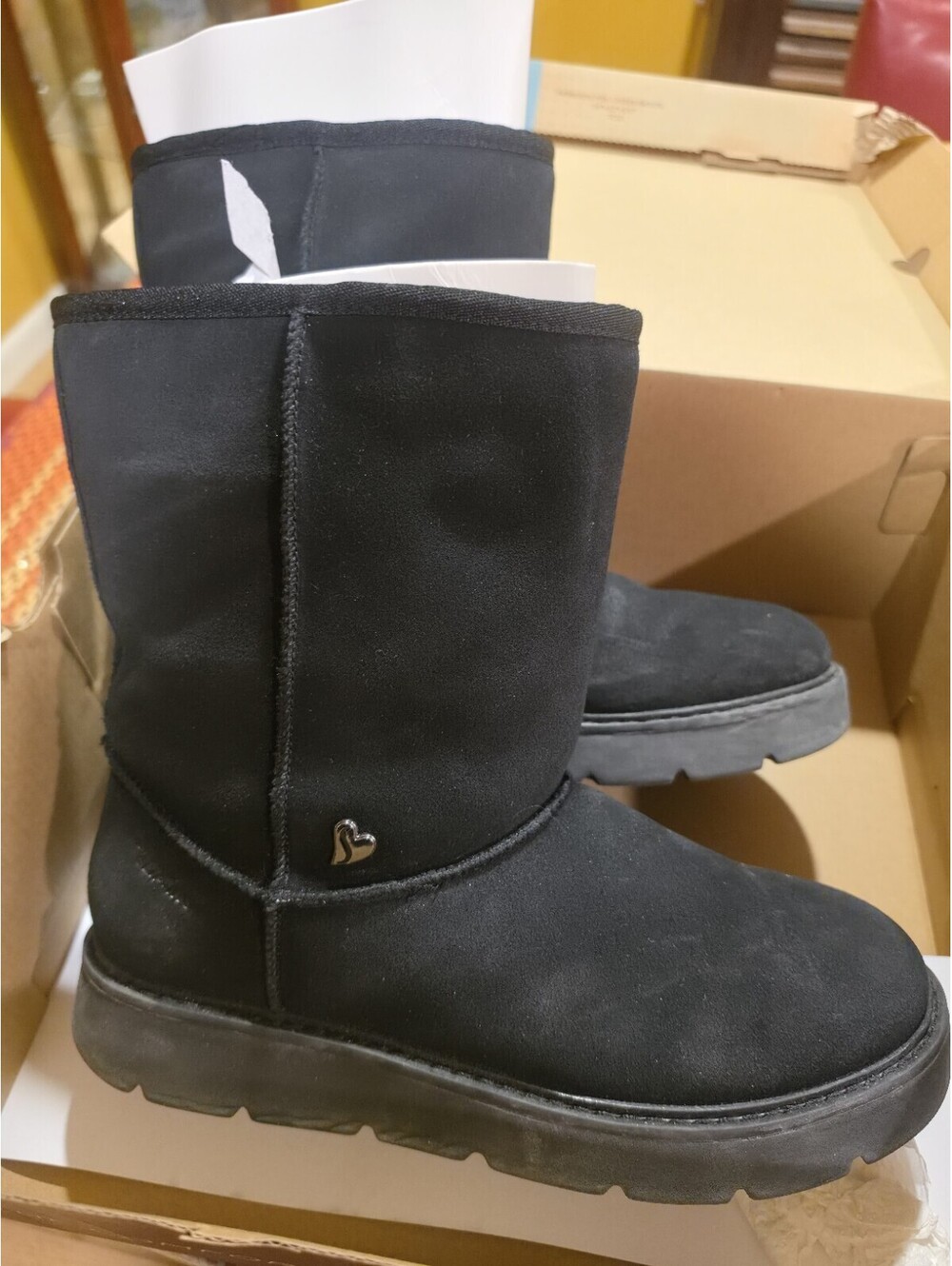 Skechers Women's Keepsakes Cozy Suede Boots Black Size 9